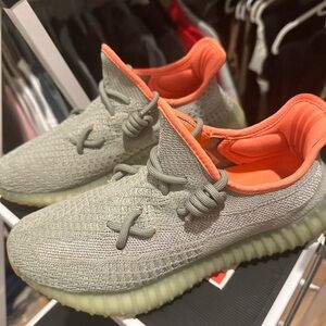 Gray and Orange Knit Sneakers